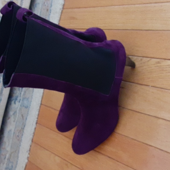 Eileen Shields Purple Suede sock Boot Sz 41 /US 10 Italy - Picture 3 of 14